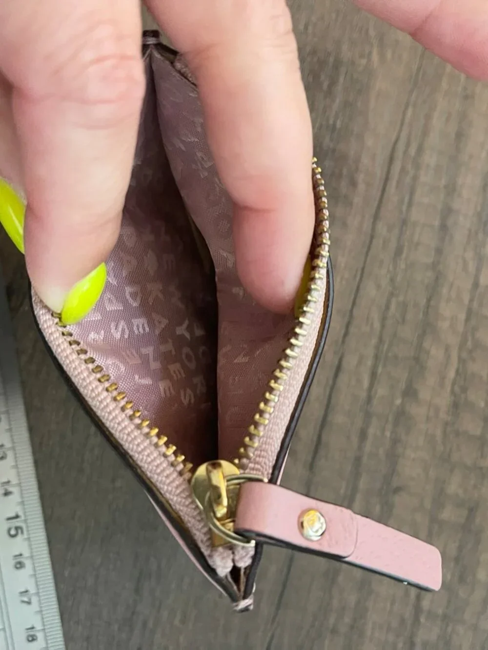 Kate Spade New York Blush Pink Leather Card Holder Zip Coin Pocket